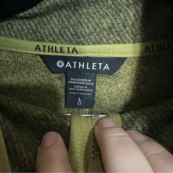 Athleta Stroll Fleece Full Zip Green Heathered Utility Jacket - Picture 8 of 11